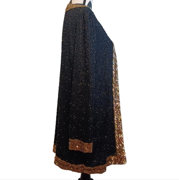 Vintage 100% Silk Beaded Sequin Old Money Country Club Glam Gala Evening Jacket - Picture 4 of 16